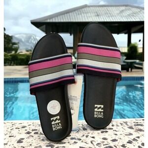 BILLABONG SURF RETREAT Women's Slide Sandal ROSE Stripe Size 10 NWT